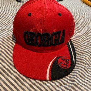 Georgia Bulldogs Black Red Cap Hat Wide Brim Snapback In Great Shape